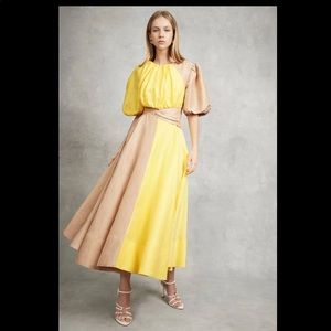 Aje Caliente Two Tone Puff Sleeve Dress